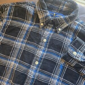 Vintage Streetwear Y2K Polo Ralph Lauren Flannel Small Blue Black Shirt